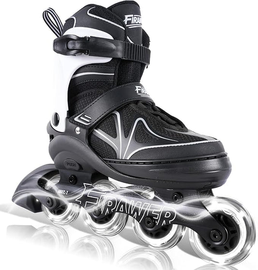 Kids Adjustable Inline Skates Ages 4-12, Youth Inlie Skates for Girls Boys 5-8 8-12 with Full Light Up Wheels, Beginner Women Adult Skates-BubblyBeeBaby