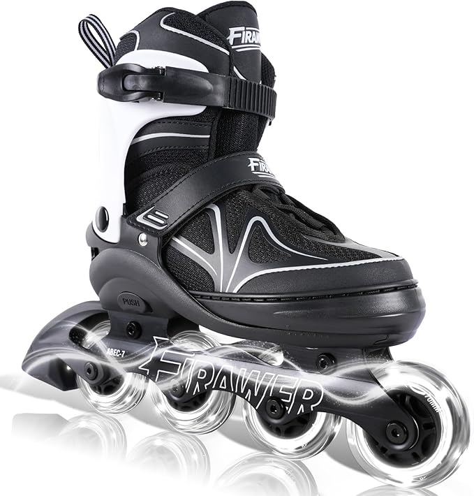 Kids Adjustable Inline Skates Ages 4-12, Youth Inlie Skates for Girls Boys 5-8 8-12 with Full Light Up Wheels, Beginner Women Adult Skates-BubblyBeeBaby