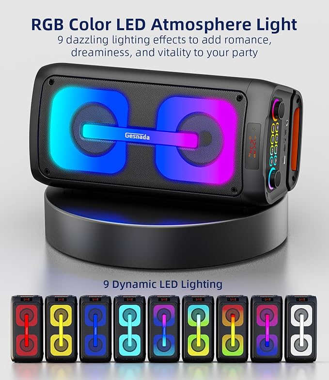 Karaoke Machine for Adults, Portable Bluetooth Speaker with 2 Wireless Microphones, Portable PA System with Disco Lights for Big Party, Outdoor, Ideal Gifts for Family, Music Lover-BubblyBeeBaby