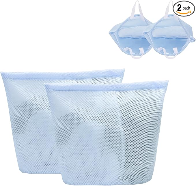 2 Pcs laundry bag with handles mesh laundry bags washing machine laundry totes travel storage and sorting bag for Clothes laundry bag for delicates(Blue2N)-BubblyBeeBaby