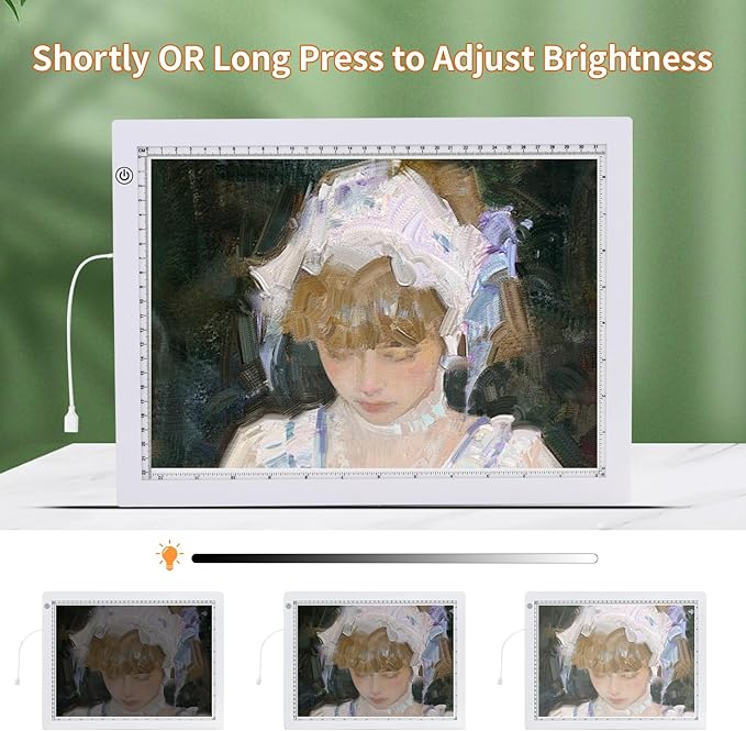 A4 LED Light Box for Tracing, elice Artist Drawing Lightbox Light Table Light Pad Light Copy Board, Up to 8000 Lux Super Bright Lightpad for Cricut Weeding Vinyl, Diamond Painting, Sketching (White)-BubblyBeeBaby