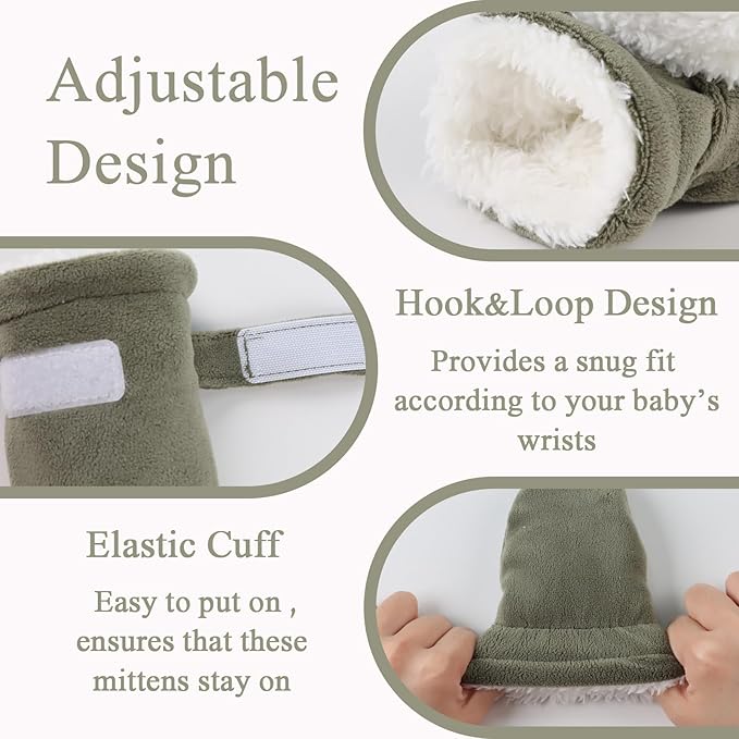 Zsedrut No Scratch Baby Mittens Toddler Infant Fleece Lined Gloves Winter Warm Mitten for Baby Boys Girls-BubblyBeeBaby