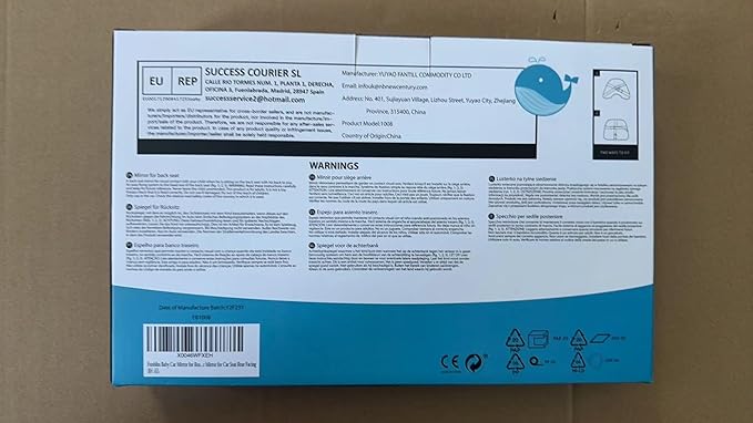 Funbliss Baby Car Mirror for Rear Facing Seat,360° Rotation, Safety Certified Shatterproof Acrylic Glass, Clear Wide View,Infant Mirror for Car Seat Rear Facing-BubblyBeeBaby