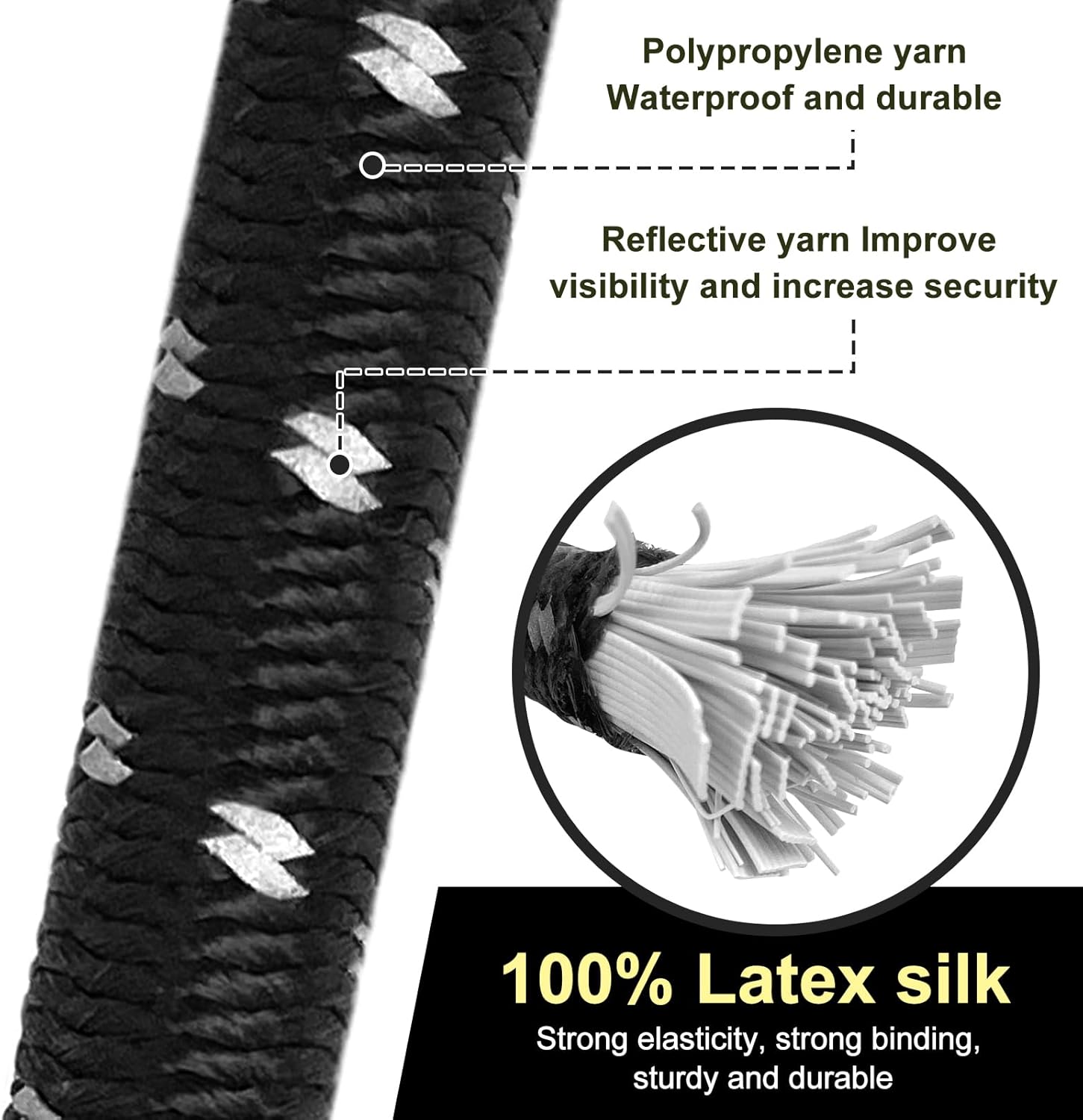 Bungee Cord Luggage Cord Resilience 24 Inch 4 Pieces for SecuringTents, Tarps, Luggage ，Truck, ATV Off-Road Motorcycle Bicycle Riding,Multi-Scenario Applicable (Black)