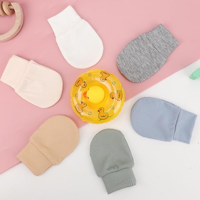 BQUBO 6 Pairs Newborn Baby Boys Girls Mittens 0-6 Months Unisex-Baby Infant Mittens Elastic No Scratch Wrist Gloves-BubblyBeeBaby