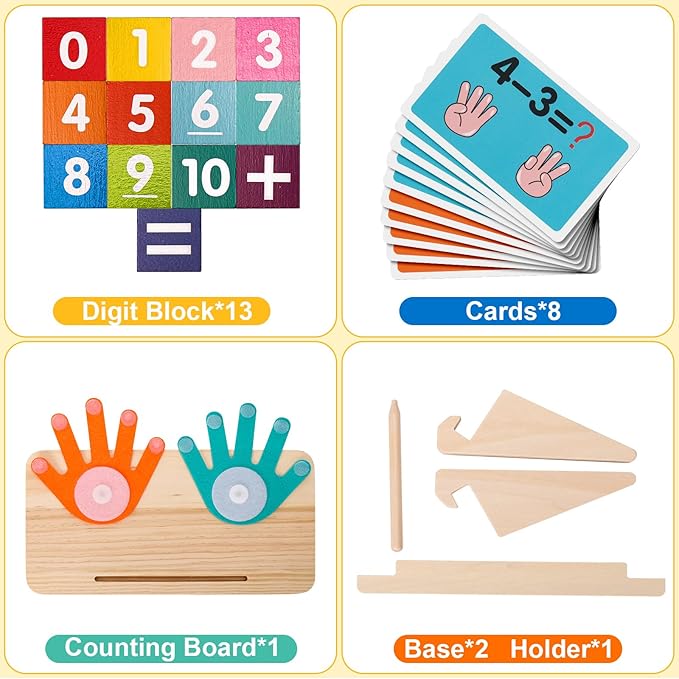 2 in 1 Math Toy for Toddlers 3 4 5 6 7,Addition and Subtraction Math Games for Kids 5-7,Math Manipulatives Kindergarten Preschool Classroom Must Haves Educational Number Blocks Learning Toys-BubblyBeeBaby
