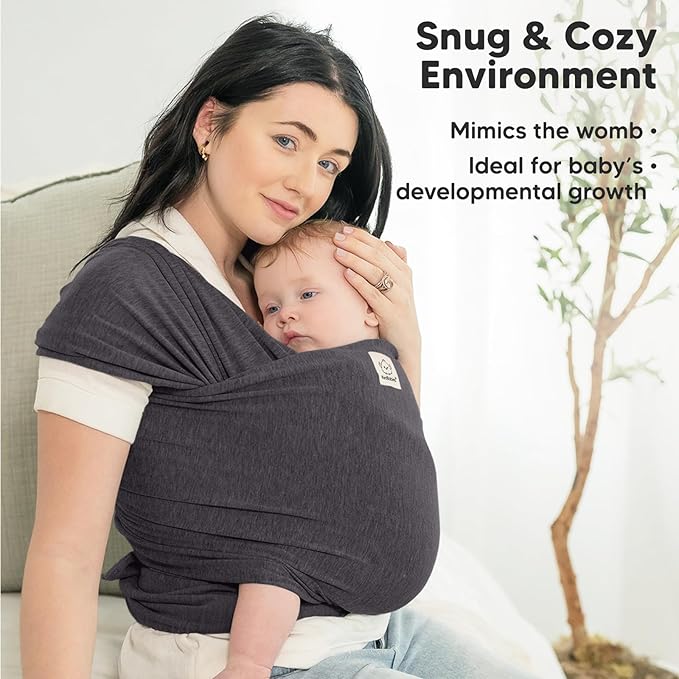 KeaBabies Baby Wrap Carrier - All in 1 Original Baby Carrier Newborn to Toddler Sling, Easy to Wear, Hands Free Bonding, Lightweight, Breathable Infant Wraps (Mystic Gray)-BubblyBeeBaby