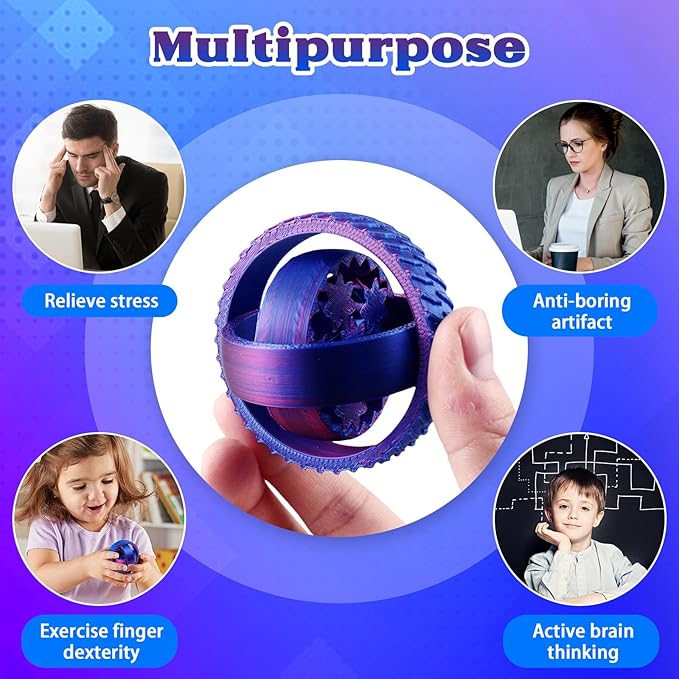 2-Pack 3D Printed Fidget Spinners for Kids & Adults - Stress Relief Toys for ADHD, Anxiety & Sensory Needs | Quiet Office Desk Toy & Party Favors - Birthday Goodie Bag Fillers for Kids-BubblyBeeBaby