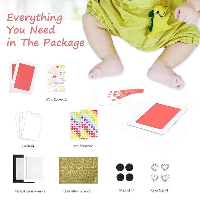 Inkless Baby Hand and Footprint Kit,Clean Touch Ink Pad for Baby Footprint Kit,No Mess Dog Paw Print Kit,DIY Footprint Ink for Baby Keepsake Gifts for Boys and Girls-BubblyBeeBaby