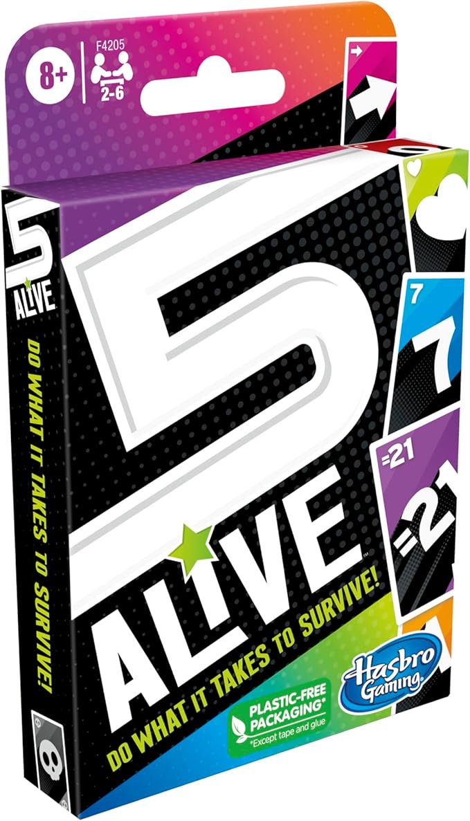 Hasbro Gaming 5 Alive Card Game, Fast-Paced Game for Kids and Families, Easy to Learn, 2 to 6 Players, Fun Summer Activities, Vacation Travel Essentials, Ages 8+-BubblyBeeBaby