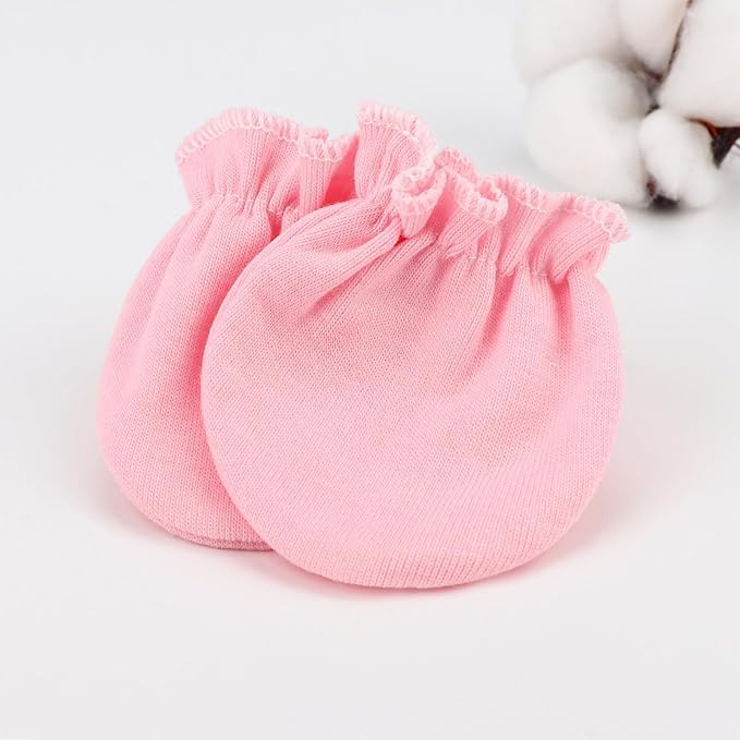 BQUBO Newborn Infant Toddler Mittens No Scratch Cotton Elastic Wrist Gloves Hypoallergenic for 0-6 Months Baby Boys Girls-BubblyBeeBaby