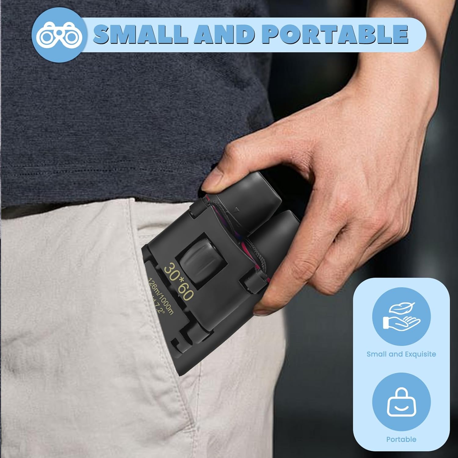 Binoculars for Adults Compact Mini Folding Waterproof Binoculars with High Power Portable for Bird Watching Cruising Hiking and Sports Events