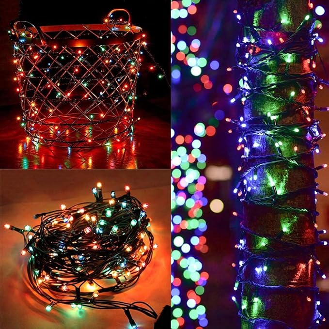 HOME LIGHTING 66ft Christmas Decorative Mini Lights, 200 LED Green Wire Fairy Starry String Lights Plug in, 8 Lighting Modes, for Indoor Outdoor Xmas Tree Wedding Party Decoration (Multicolor)-BubblyBeeBaby