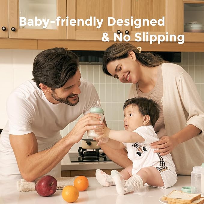 Momcozy Natural Baby Bottle, 10oz Wide-Neck Breast Milk Container, Breastmilk Storage Bottle for Fridge & Momcozy Breast Milk Cooler, BPA Free Milk Collection Bottles, Breastfeeding Essential, 4PCS-BubblyBeeBaby