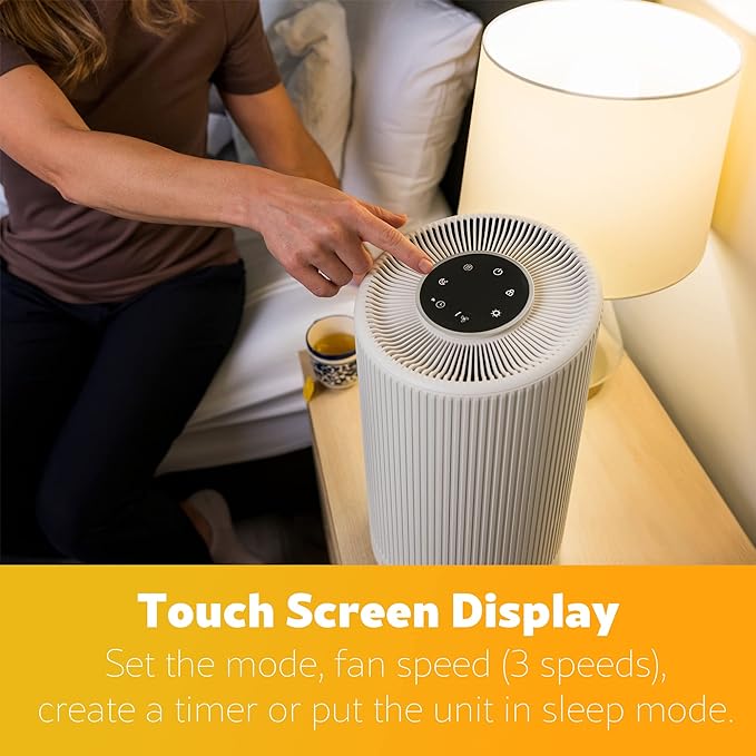 Kenmore PM1005 Air Purifier with H13 True HEPA Filter, Covers Up to 850 Sq.Foot, 25db SilentClean 3-Stage HEPA Filtration System for Office & Bedroom-BubblyBeeBaby