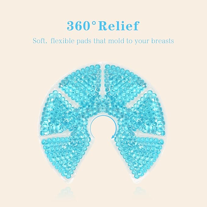 Hot/Cold Breast Gel Bead Ice Packs Breast Cooling/Heat Pads Relief for Breastfeeding, Nursing Pain, Mastitis, Engorgement, Swelling, Plugged Ducts | Boost Milk Let-Down & Production,2 Pack (Blue)-BubblyBeeBaby