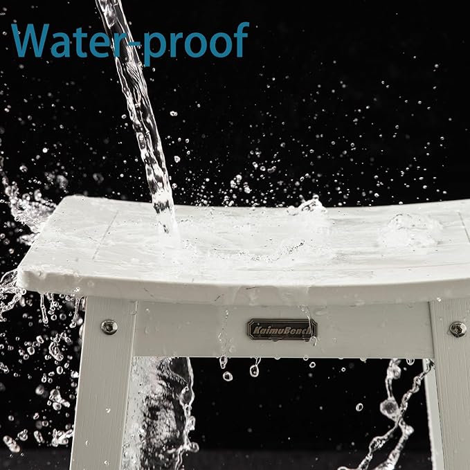 HDPS Shower Bench, White Plastic Shower Stool Seat for Shaving Legs, Spa Bath Seat, Heavy Duty Waterproof, Non-Slip, No Maintenance-BubblyBeeBaby