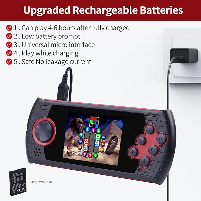 16 Bit Handheld Game for Kids Built-in 230 HD Classic Retro Video Games USB Rechargeable 3.0 Inch Childrens Travel Electronics Toys Portable Gaming Player System Gift for Boys Girls Ages 4-8-12-BubblyBeeBaby