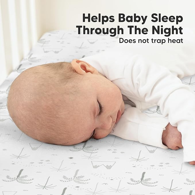 KeaBabies 2-Pack Organic Crib Sheets for Boys, Girls - 52x28 Fitted Crib Mattress Sheet Neutral, Breathable Jersey Cotton Cover for Baby Bed, Toddler Mattress, Soft & Cute Prints (DinoDood)-BubblyBeeBaby
