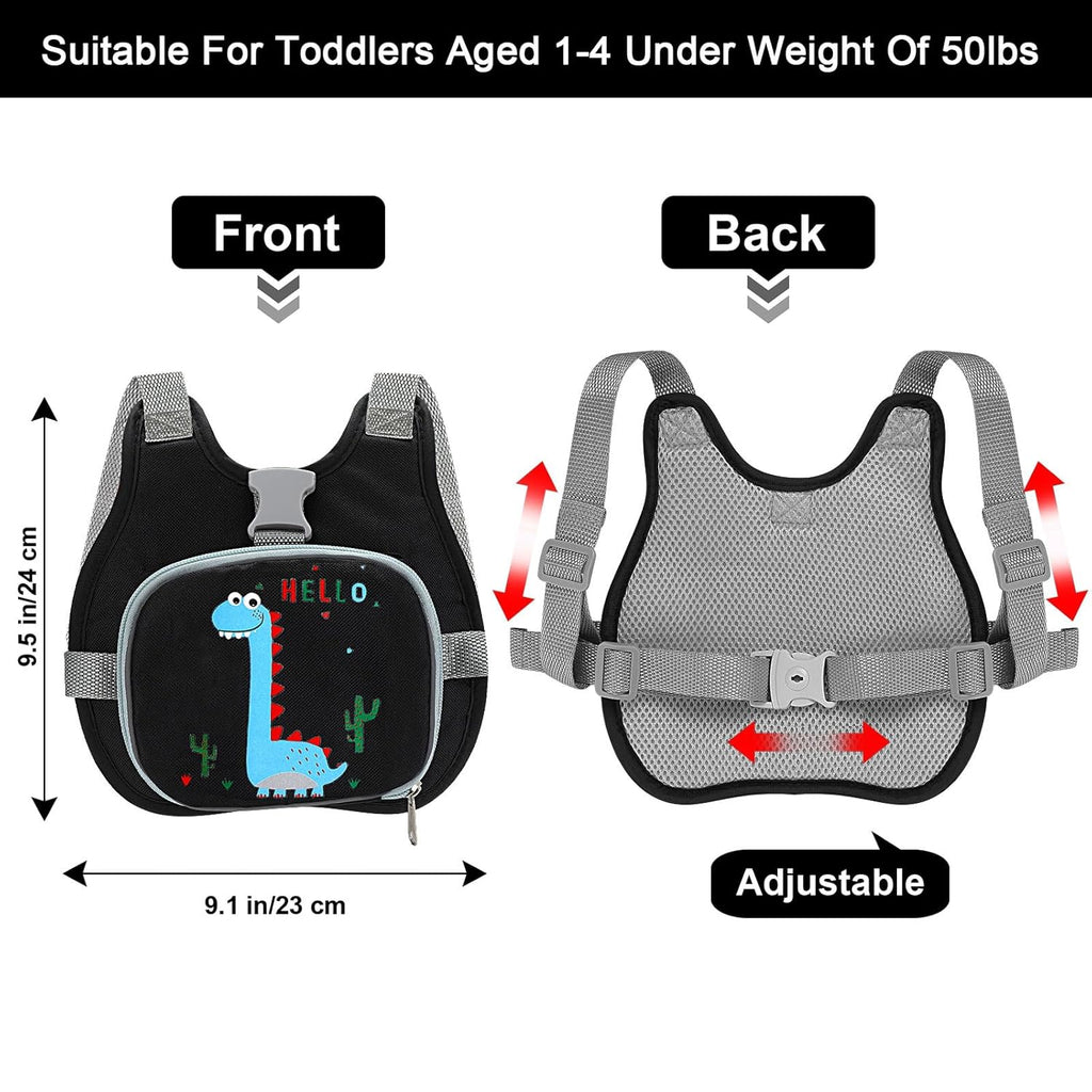 Accmor Toddler Harness Leash+ Reflective Anti Lost Wrist Link, Cute Dinosaur Kids Harness with Leash, Foldable Child Harness Baby Leash Boys Walking Wristband Assistant Belt for Outdoor Travel