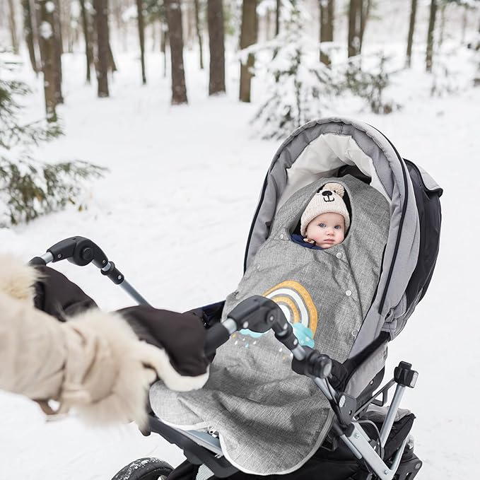 Stroller Cover for Winter, Universal Waterproof Baby Stroller Footmuff, Warm Bunting Sleeping Bag for Cold Weather(Rainbow)-BubblyBeeBaby