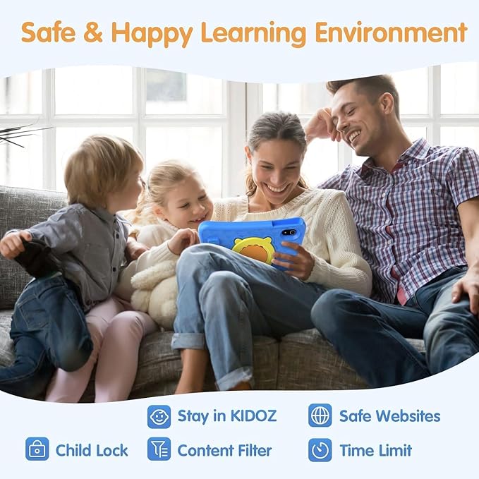 10.1 Inch Kids Tablet with Stylus & Case | Octa-Core 8GB RAM 64GB ROM | 7000mAh Android Tablet for Ages 3-12 | Parental Control, Pre-Installed Apps & GMS Certified-BubblyBeeBaby