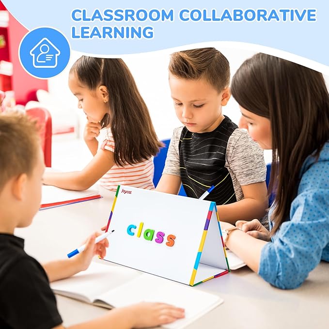 JoyCat Classroom Magnetic Letters Kit 248 Pcs with Double-Side 3D Foldable Magnetic Board - Foam Alphabet Letters&Numbers for Kids Spelling and Learning, Letter Board Tabletop Easel-BubblyBeeBaby