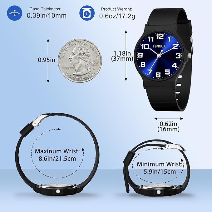 Kids Analog Watch Boys Girls, 30M Waterproof, Sports Watch for Boys, Easy to Read Children's Thin Dial Wrist Watches with Soft Band, for Ages 5-15 Kids Great Birthday Gifts Christmas Day-BubblyBeeBaby