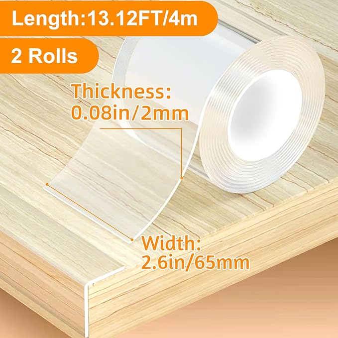 2 Rolls Clear Soft Corner Protectors for Furniture Strip,Sharp Edge & Table Bumper,Window Edge,Wall Protector, Soft Corner Guards Safe for Proof,Table Corner Protectors in Family,2.56 in x 13.12 FT-BubblyBeeBaby