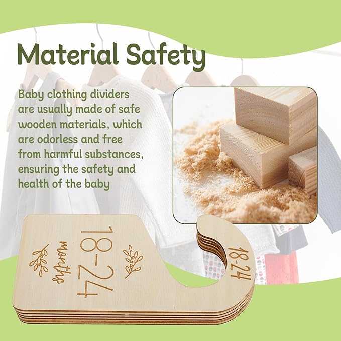 16Pcs Baby Closet Dividers Cute Baby Clothes Organizer Double Face Baby Closet Organizer for Clothes Organizer Wooden Baby Closet Dividers for Infant to Toddler-BubblyBeeBaby