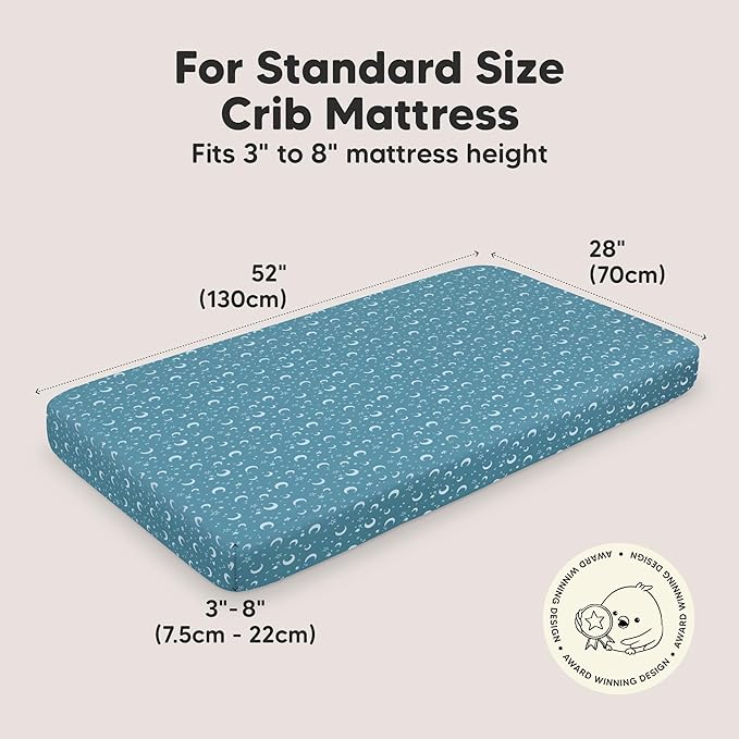 KeaBabies 2-Pack Organic Crib Sheets for Boys, Girls - 52x28 Fitted Crib Mattress Sheet Neutral, Breathable Jersey Cotton Cover for Baby Bed, Toddler Mattress, Soft & Cute Prints (Dragon Tale)-BubblyBeeBaby