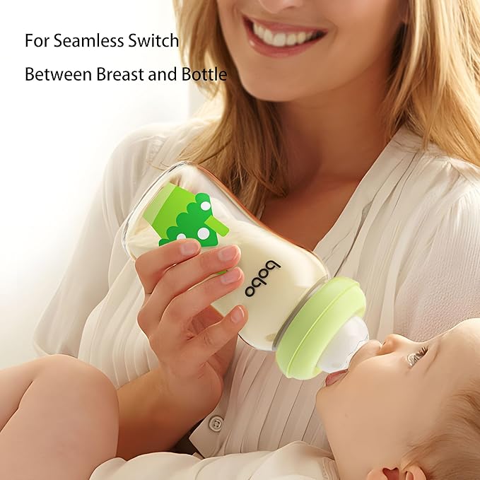 YOHKOH PPSU Baby Bottle Wide Neck, Newborn Anti-Colic Baby Bottle with Natural Response Nipple, Streamlined Body, Easy to Clean (8.8oz (Pack of 2), Green)-BubblyBeeBaby