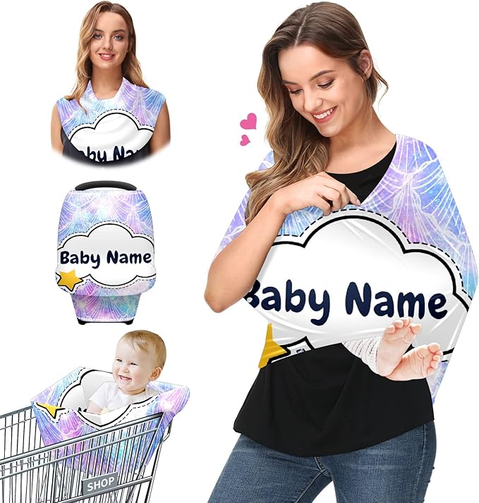 Baby Car Seat Stroller Cover Nursing Cover New Mom Breastfeeding Scarf Soft Stretchy Infant Carrier Cover Car Canopy Coverage-BubblyBeeBaby