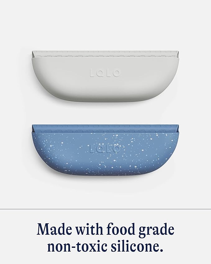 Lalo The Bib - Waterproof, Non-Toxic Silicone Baby Bib with Adjustable Neck Band & Silicone Food Pouch Catcher, Set of 2-BubblyBeeBaby