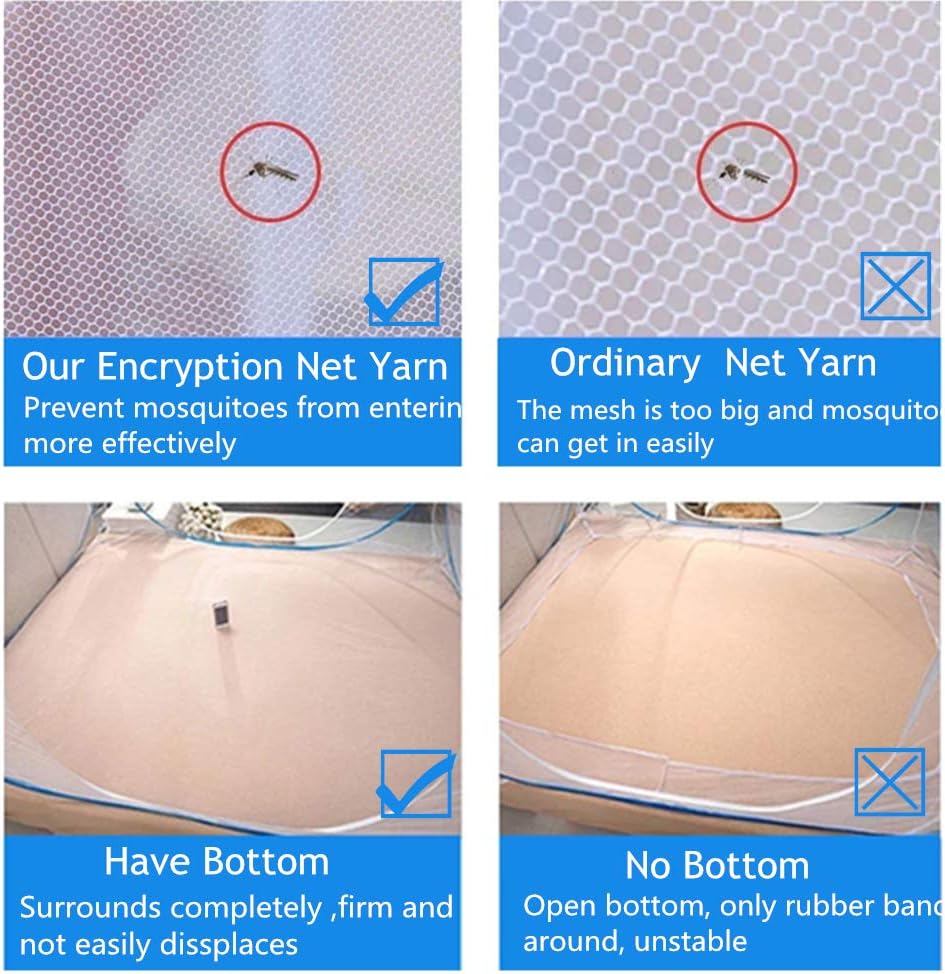 Pop-up Mosquito net Double Bed,L79x W59 x H59 in Double Door Zip Portable Tent Travel Mosquito net Free-Standing use one Compartment to Install Suitable for Bedroom no Hooks,L200*W150*H150CM