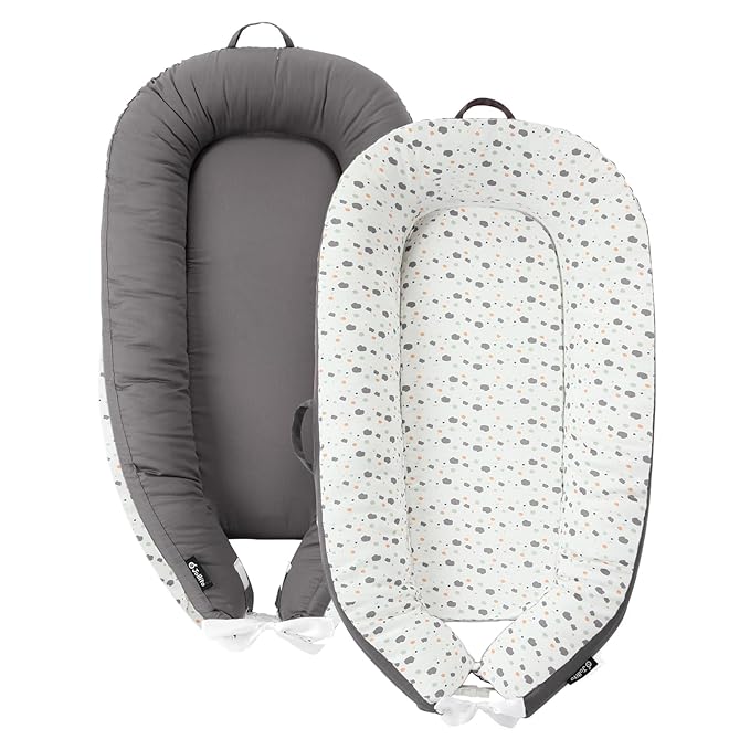 JOLLITO Baby Lounger for Baby Girls & Boys, Infant Lounger Cover, Newborn Essentials for Baby 0-12 Months, Baby Play Mat,100% Cotton Breathable, Portable Travel, Babies Essentials Gifts-BubblyBeeBaby