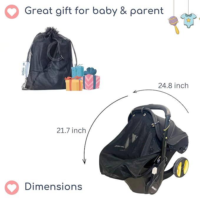 Stroller Sun Shade - Universal UV Protection Cover for Strollers Sunshade with See Through, Clip-On Sun Blocker, Sun Shield for Baby, Breathable Adjustable Fit, Full Coverage, M Black-BubblyBeeBaby