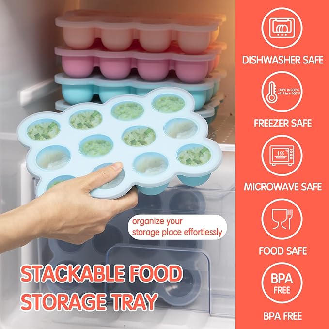 12x1.5oz Baby Food Freezer Tray with Clip Lid Gossamer Pink | Food Grade Silicone Storage Containers for Purees & Vegetables-BubblyBeeBaby