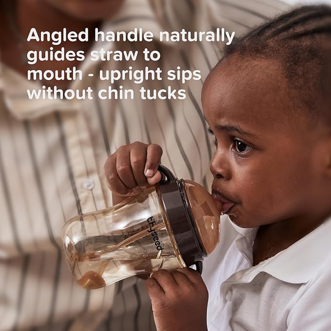 PPSU Weighted Straw Cup with Handles Toddlers Transition Bottles to Sippy Cups No Spill Learner Milk Water Baby Bottle Soft Silicone Spout Dishwasher Safe BPA Free 6+ Months 10oz/300mL 2 Pack-BubblyBeeBaby