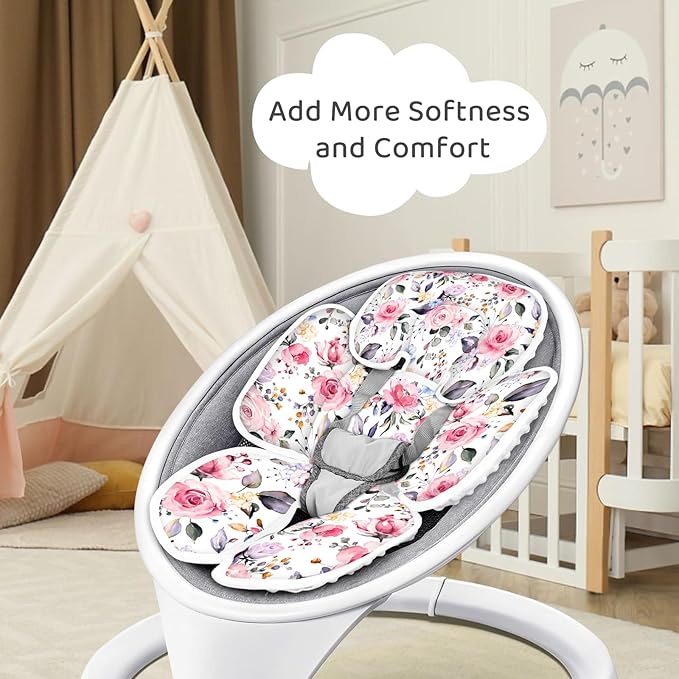 Infant Car Seat Insert, 2-in-1 Reversible Baby Carseat Head Support for Newborn, Soft Carseat Insert Cushion for Baby Girls, Adjustable Baby Headrest for Strollers-BubblyBeeBaby