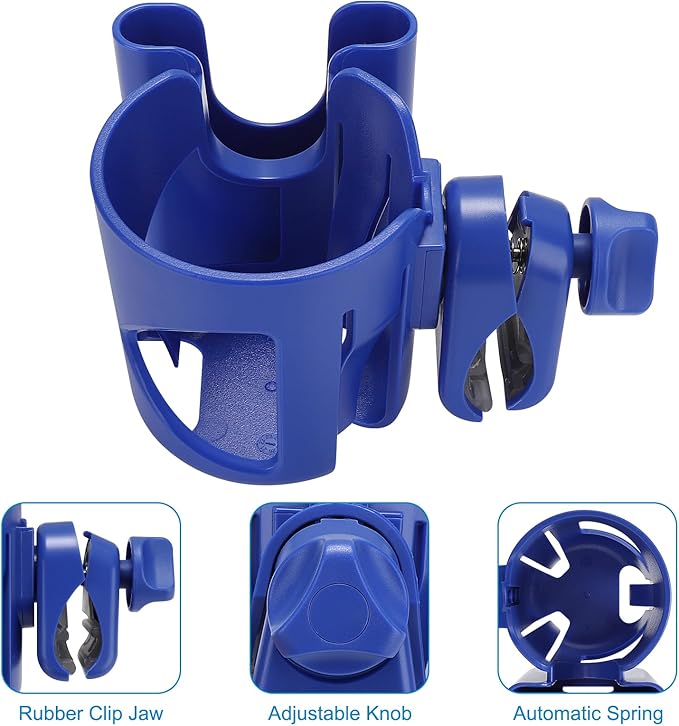 Accmor Universal Cup Holder, Stroller Cup Holder with Phone Holder, 360° Rotatable Large Caliber Designed Bottle Holder for Stroller, Bike, Wheelchair, Walker, Scooter-BubblyBeeBaby