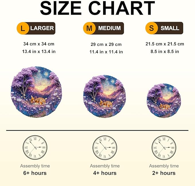 Jigfoxy Wooden Puzzles for Adults, Starry Night Fawn Wood Puzzles Adult, Unique Animal Shape Wooden Jigsaw Puzzles for Adults, Birthday Gifts for Puzzle Lovers, Family, Friend (S-8.5 * 8.5in-100pcs)-BubblyBeeBaby