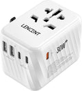 LENCENT Universal Travel Power Adapter, 30W International Wall Charger with 3 USB C 2 USB A Fast Charging, Worldwide Plug Adaptor Travel Essentials for US to EU UK Ireland Australia Type C/G/A/I White