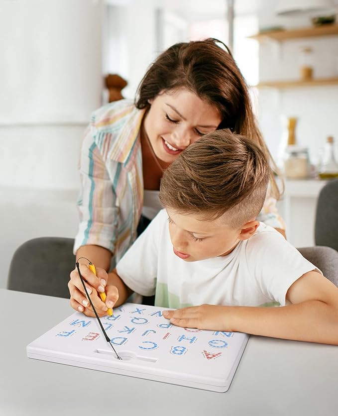 GAMENOTE Double Sided Magnetic Letter Board - 2 in 1 Alphabet Magnets Tracing Board for Toddlers ABC Letters Uppercase & Lowercase Practicing Learning Education Toys-BubblyBeeBaby
