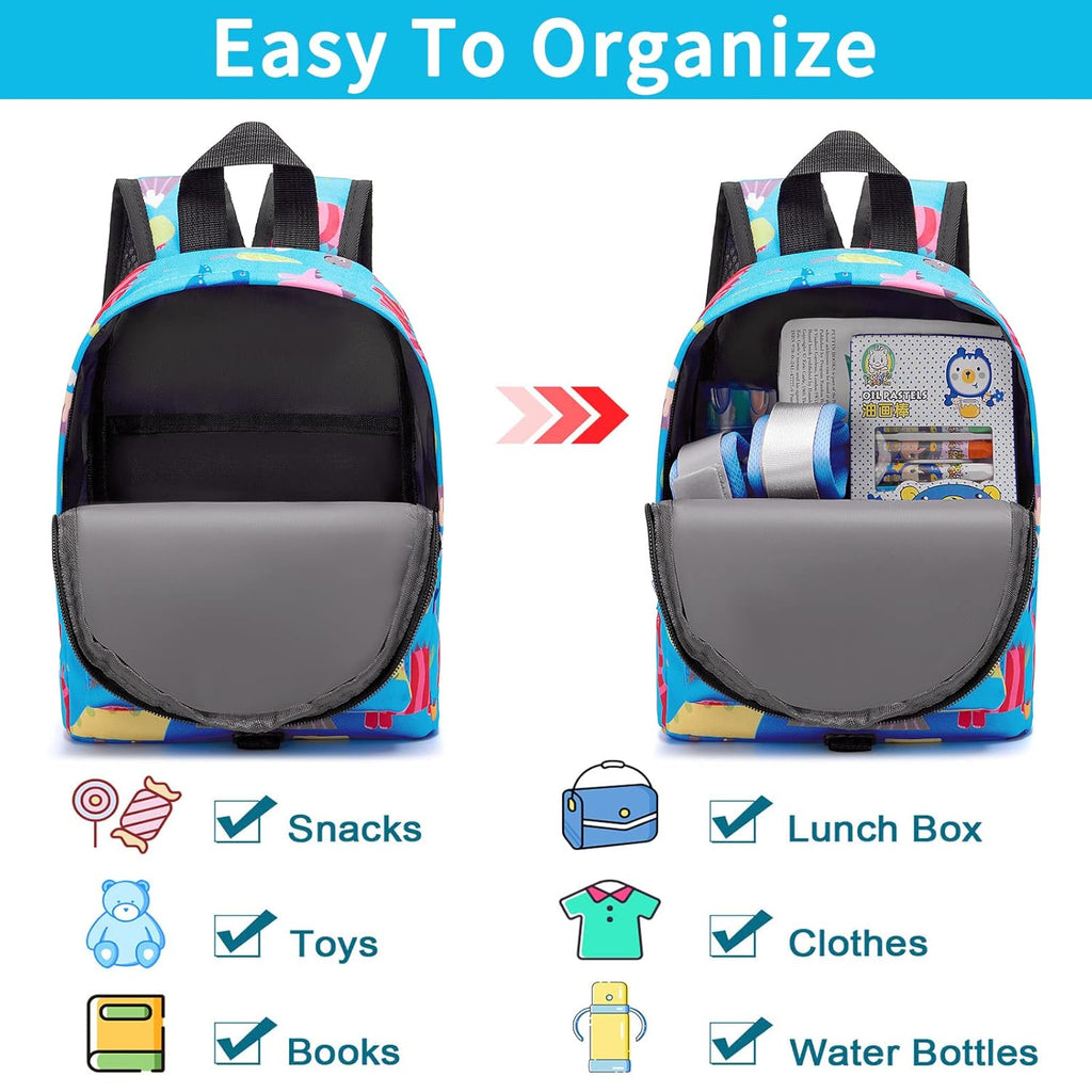 Accmor Toddler Backpack Leash with Anti Lost Wrist Link, Cute Mini Child Walking Harnesses Keep Kids Close Back Pack Rope Tether Rein for Baby Boys (Light Blue/Dino)