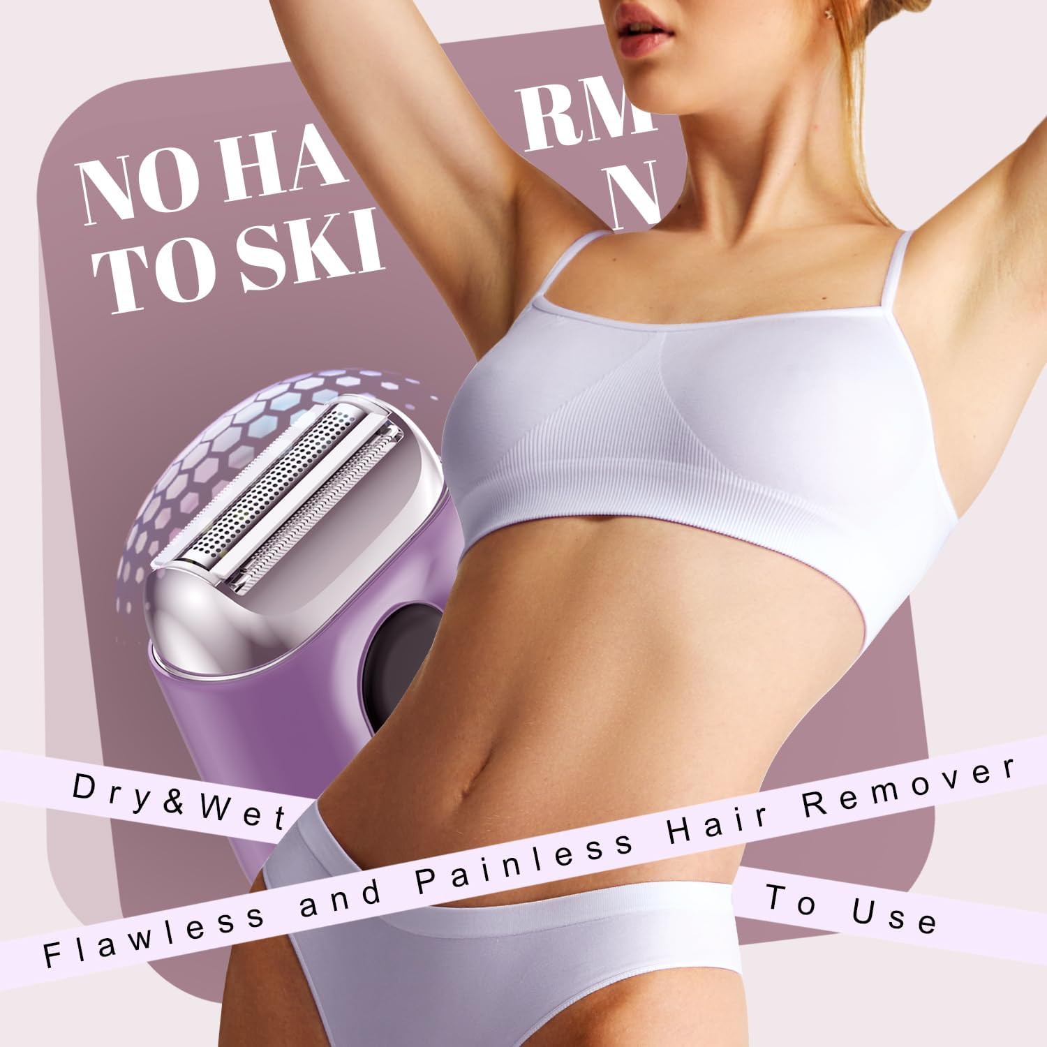 Cordless Electric Shaver for Women: Mini Electric Razors with LED Display - Rechargeable Bikini Trimmer - IPX7 Waterproof Wet Dry Face Razor with 3 Blade Heads Floating Head