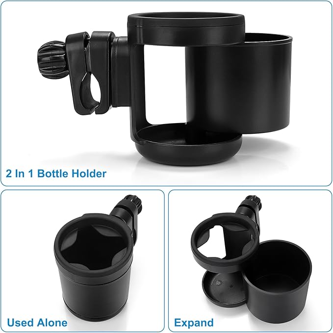 Accmor Universal Cup Holder, Stroller Cup Holder, 360° Rotatable Large Caliber Designed Bottle Holder for Stroller, Bike, Wheelchair, Walker, Scooter-BubblyBeeBaby