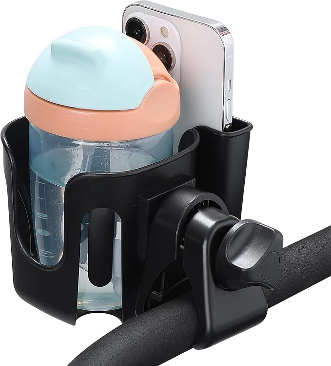 Accmor Stroller Cup Holder with Phone Holder, Bike Cup Holder, Universal Cup Holder for Uppababy Nuna Doona Strollers, 2-in-1 Cup Phone Holder for Stroller, Bike, Wheelchair, Walker, Scooter-BubblyBeeBaby