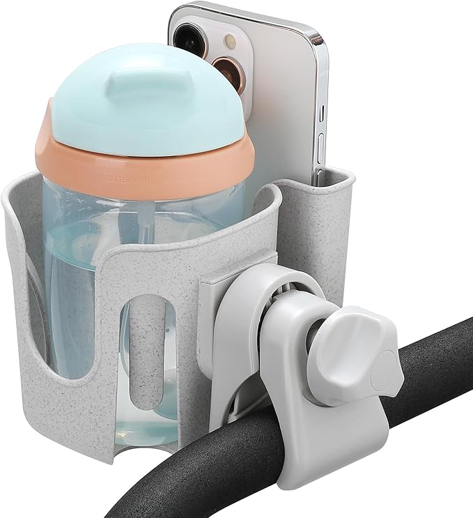 Accmor Stroller Cup Holder with Phone Holder, Bike Cup Holder, Universal Cup Holder for Uppababy Nuna Doona Strollers, 2-in-1 Cup Phone Holder for Stroller, Bike, Wheelchair, Walker, Scooter-BubblyBeeBaby