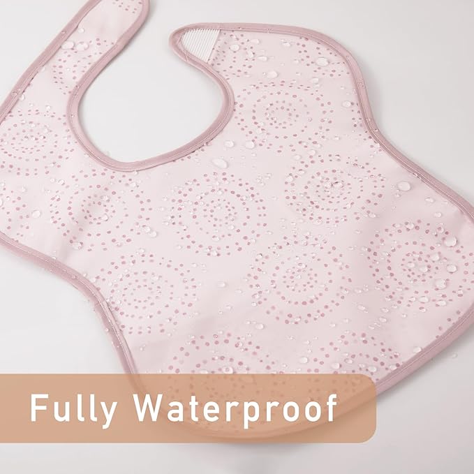 Mess Proof Baby Bib 3 Pack, Waterproof Led Weaning Baby Feeding Bibs with Food Catcher, Travel Feeding Bibs-BubblyBeeBaby
